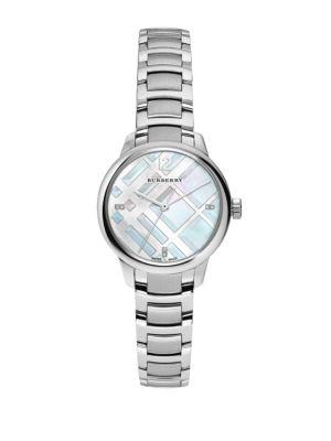 Burberry Diamond, Mother-of-pearl & Stainless Steel Bracelet Watch