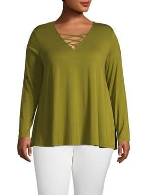 Grace Elements Plus Plus Lace-up Long-sleeve Top