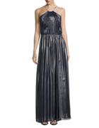 Vera Wang Foil Pleated Gown
