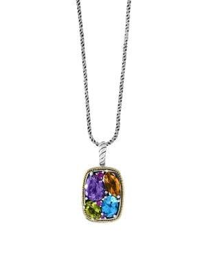 Effy 18k Yellow Gold, Sterling Silver And Semi-precious Multi-stone Pendant Necklace