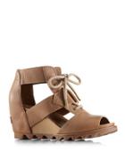 Sorel Joanie Leather Lace-up Wedge Sandals