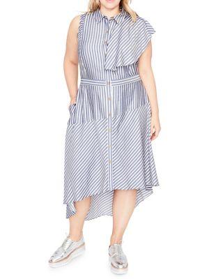 Rachel Rachel Roy Plus Asymmetrical Striped Dress