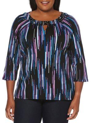 Rafaella Plus Plus Plus Blurred Dashes Blouse