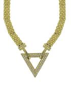 Lord & Taylor Cubic Zirconia And Goldtone Sterling Silver Triangle Necklace