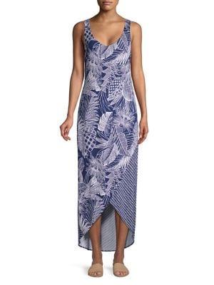 Tommy Bahama Printed Wrap Hem Maxi Dress