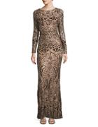 Betsy & Adam Embellished Column Gown