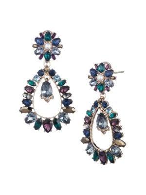 Marchesa Goldtone, Faux Pearl & Crystal Orbital Drop Earrings