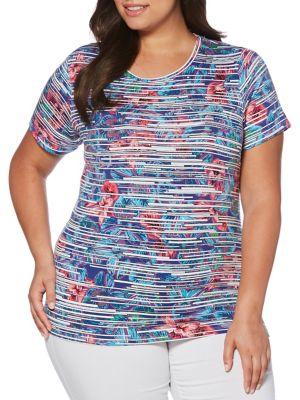 Rafaella Plus Floral Stripe Top