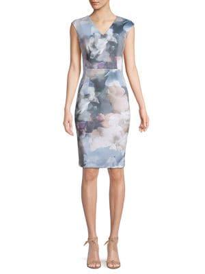 Calvin Klein Floral-print Knee-length Sheath Dress