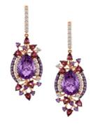 Levian Amethyst And 14k Strawberry Gold Drop Earrings