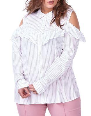 Addition Elle Michel Studio Plus Plus Cold Shoulder Blouse