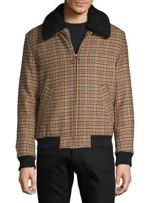 Selected Homme Faux-shearling Collar Plaid Bomber Jacket