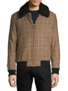 Selected Homme Faux-shearling Collar Plaid Bomber Jacket