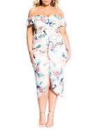 City Chic Plus Hydrangea Floral Fitted Shift Dress