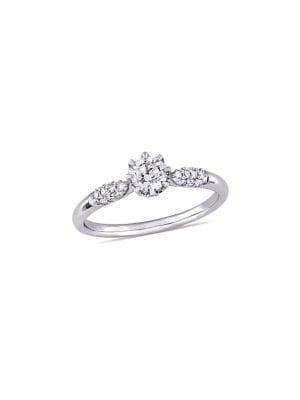 Sonatina 14k White Gold And Diamond Vintage Engagement Ring