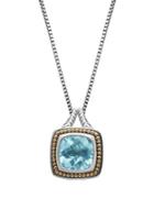 Lord & Taylor Sterling Silver 14kt. Yellow Gold And Sky Blue Topaz Pendant Necklace