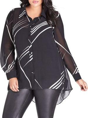 City Chic Plus Line Up Relaxed-fit Button-down Shirt