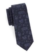 Barbara Blank Floral Chambray Cotton Tie