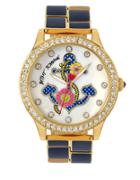 Betsey Johnson Goldtone Stainless Steel Crystal Accented Bracelet Watch