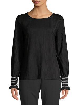Imnyc Isaac Mizrahi Textured Long-sleeve Top
