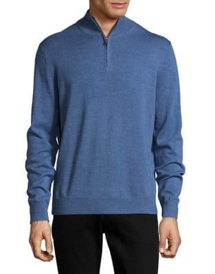 Black Brown Quarter-zip Merino Wool Sweater