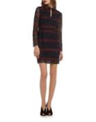 Trina Turk Stripe Lace Keyhole Mini Dress