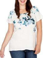 Lucky Brand Plus Floral-printed Roundneck Top