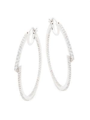 Nadri Rhodium-plated And Cubic Zirconia Ripple Hoop Earrings