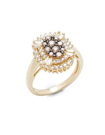 Bh Multi Color Corp. Brown & White Diamond, 14k Yellow Gold Ring