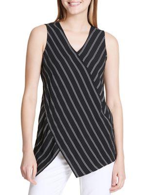 Calvin Klein Crossover Pinstripe Top