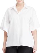 Lauren Ralph Lauren Solid Flutter-sleeve Shirt