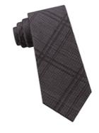 Black Brown Textured Plaid Tie