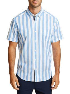 Nautica Striped Short-sleeve Classic-fit Button-down Shirt