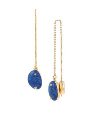H Halston Pebble Lapis Lazuli Chain Drop Earrings