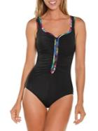 Reebok Mad Dash Zip-front One-piece Swimsuit