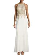 Xscape Embellished Illusion Trumpt Gown