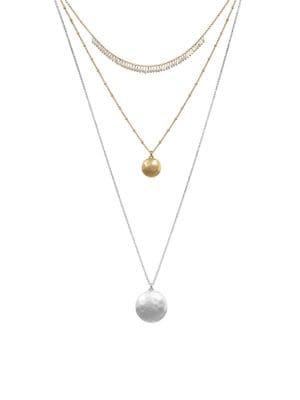 Lucky Brand Turkish Riviera Two-tone And Faux Pearl Layered Pendant Necklace