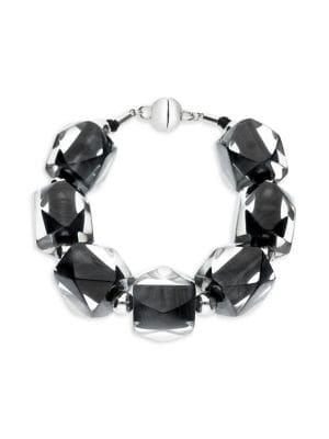 Gold And Honey Hexagon Rhodium-plated & Lucite Beaded Bracelet