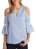 Karl Lagerfeld Paris Lace-trimmed Cotton Bell-sleeve Blouse
