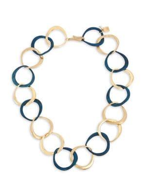 Robert Lee Morris Collection It's A Bunch Of Abalone Patina And Gold Link Collar Necklace