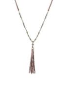 Lucky Brand Beaded Leather Tassel Necklace