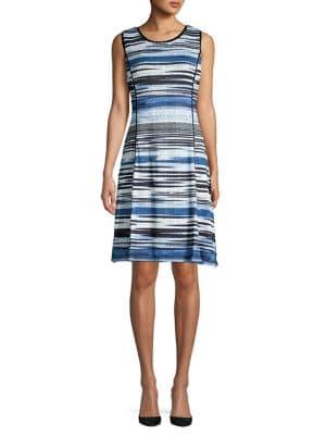 Karl Lagerfeld Paris Sleeveless Striped Crochet Dress