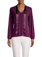 Calvin Klein Long-sleeve Drape-satin Top
