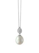 Effy 8.5mm Pearl & Diamond In 14kt White Gold Necklace