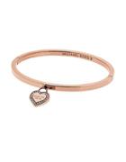 Michael Kors Heritage Logo Heart Charm Bangle Bracelet/rose Goldtone