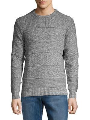 Black Brown Horizon Cable-knit Crewneck Sweater
