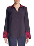 Jones New York Polka Dot Paneled Blouse