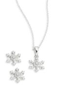 Lord & Taylor Cubic Zirconia Snowflake Earring And Necklace Set
