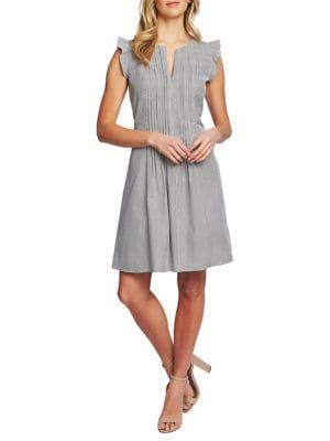 Cece Desert Floral Striped Seersucker Dress