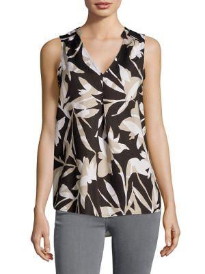 Context Tropical Silhouette Pleated Shell Top